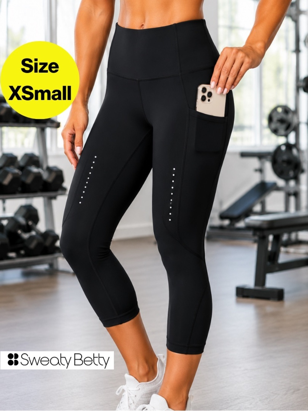 SWEATY BETTY ⚫️ THERMA 7/8 Stretch Leggings, High Waisted (Women's X-Small, 4)